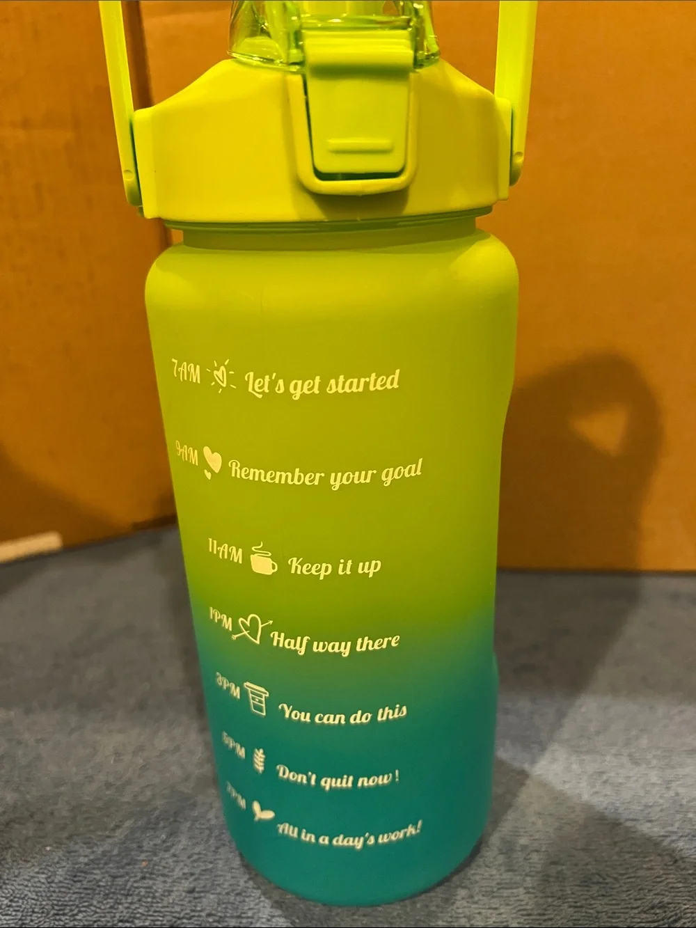 Ombre Green to Teal Water Bottle with Flip Lid